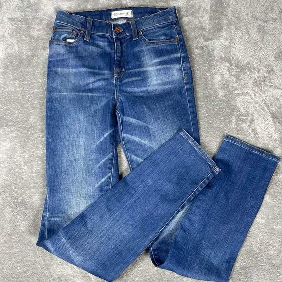 Madewell Jeans Womens 25 High Rise Alley Straight Skinny Slim Grunge Casual Blue - Picture 7 of 11